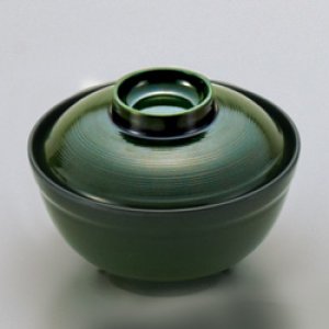 画像2: 飯丼(メラミン製)緑内黒 (2)