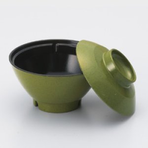 画像2: 飯椀(メラミン製)抹茶内黒 (2)