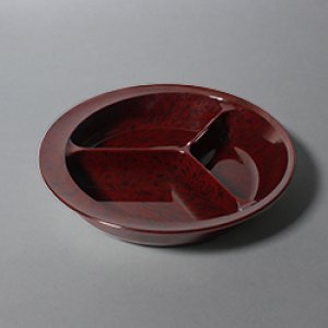 画像2: 三ッ仕切皿（自助食器）小豆梨地 (2)