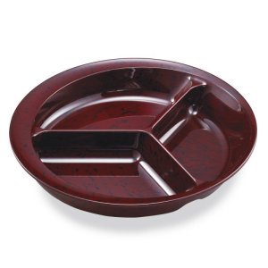 画像1: 三ッ仕切皿（自助食器）小豆梨地 (1)