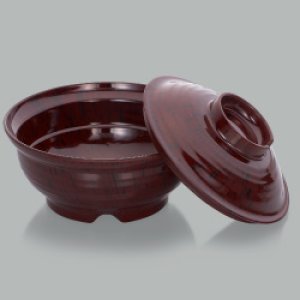 画像2: 段付飯椀(メラミン製)小豆梨地 (2)